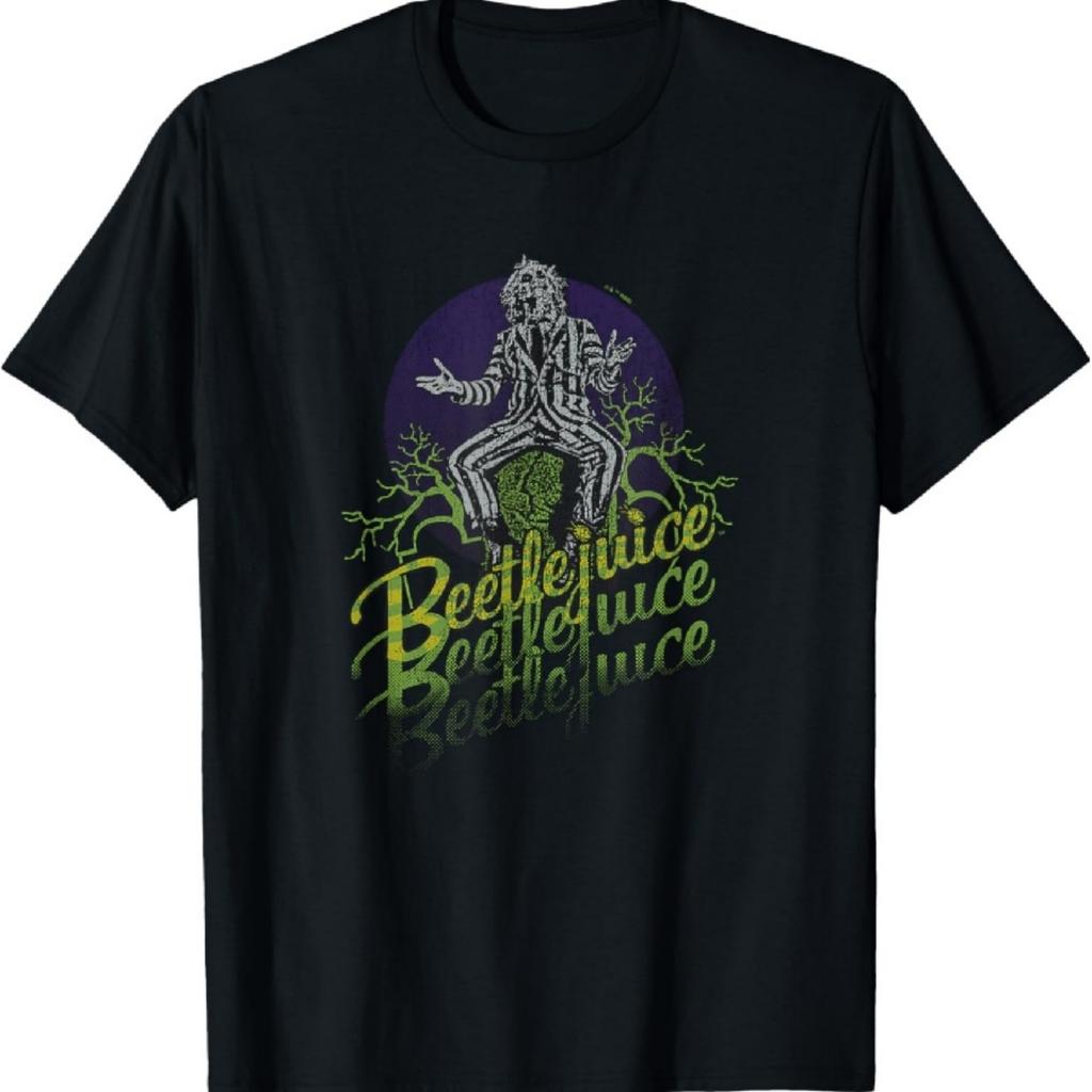 Beetlejuice Vintage Neon Bio-Exorcist Tombstone Beetlejuice T-Shirt