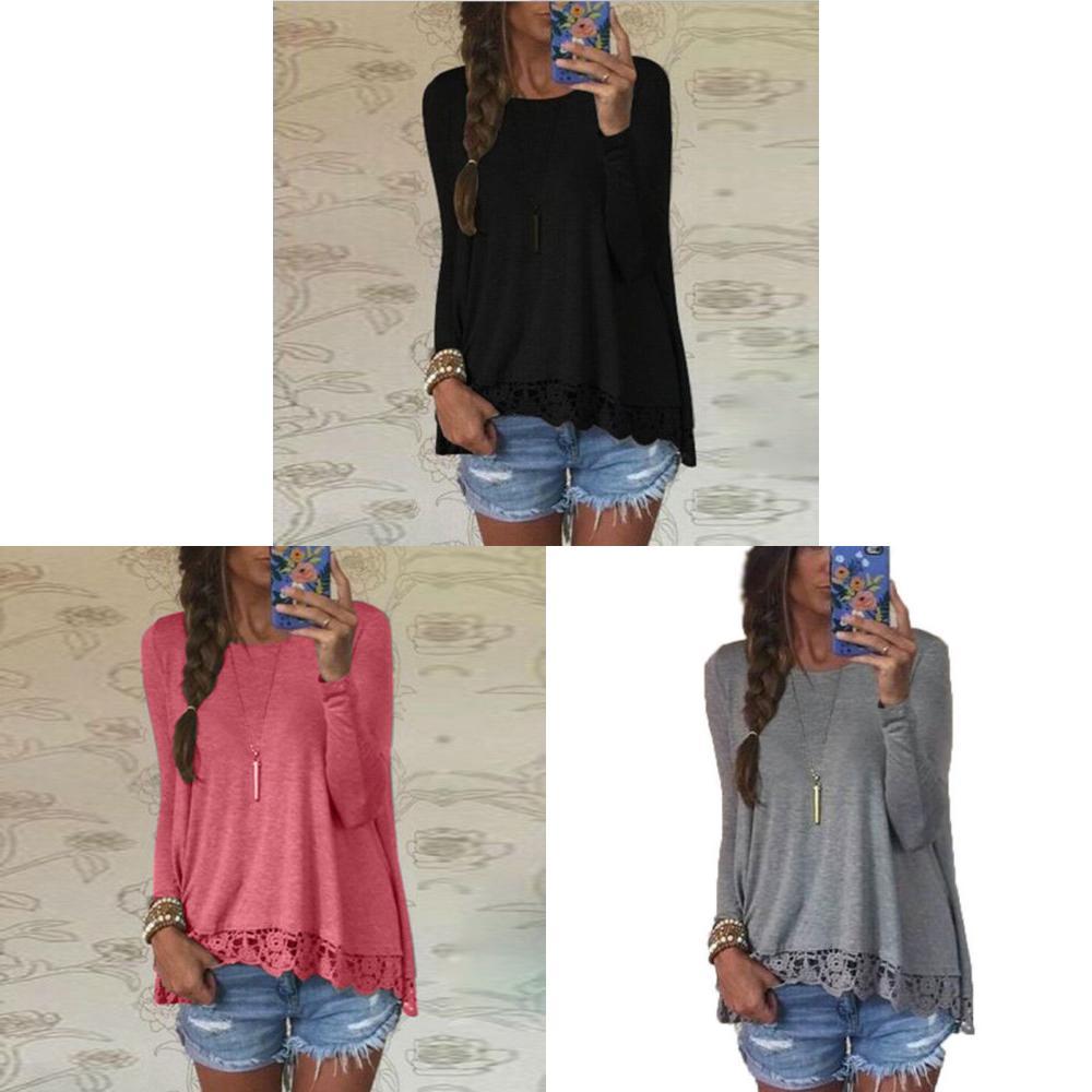 Comfortable Femme Blouse Manches Longues With Feminine Lace Touch In Durable Cotton Material