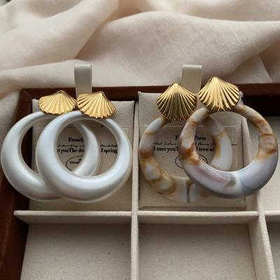 Geometric Classic Ring Shell Earrings Earrings Natural Texture Light Luxury Exquisite Three-Dimensional Niche Personalized Earrings
