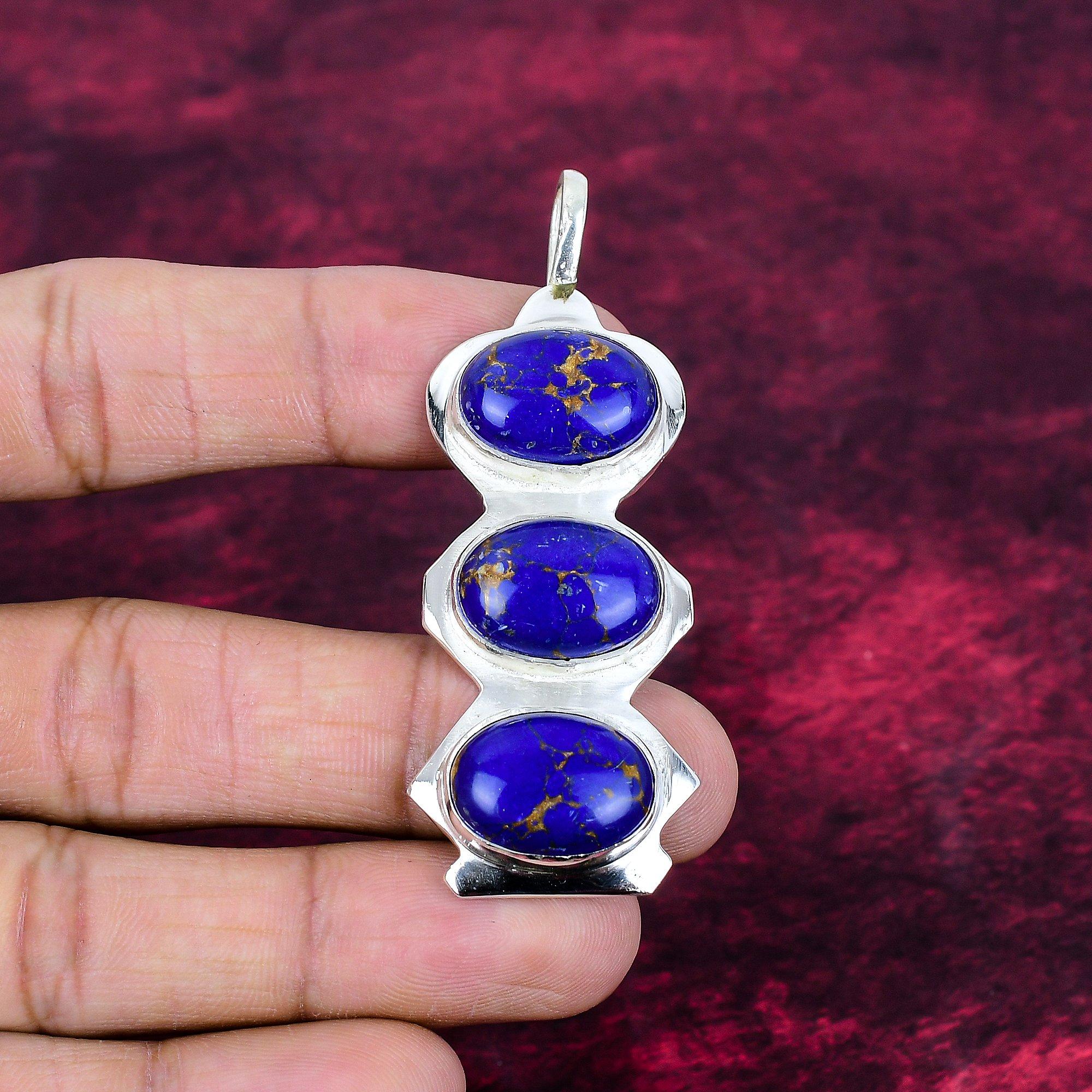 

Голубой медный бирюзовый кулон ручной работы с драгоценными камнями, 925 пробы серебряный кулон, старинные ювелирные изделия, для подарка на помолвку 1.10 Inches