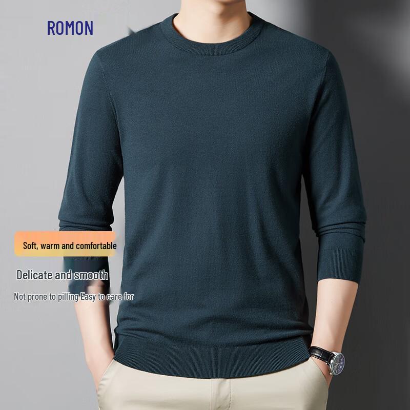 Romon Men's Autumn/Winter Round Neck Pullover Knit Sweater
