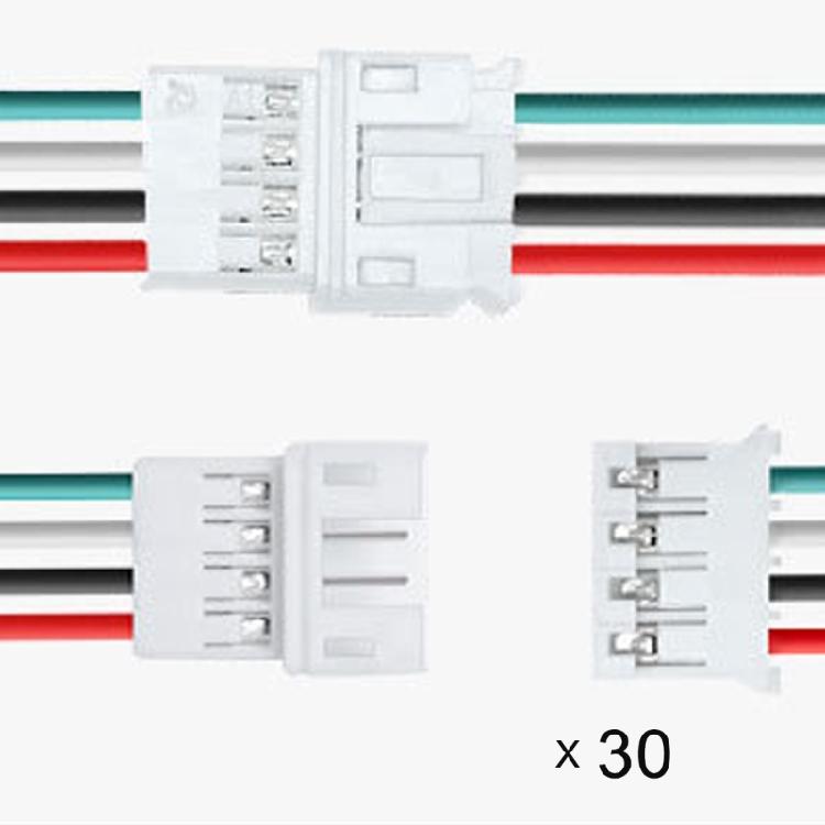 Industrial PH2.0 Terminal Cables 30pcs PVC Housing Metal Contacts 2P/4P/3P Easy Installation Multiple Device Use