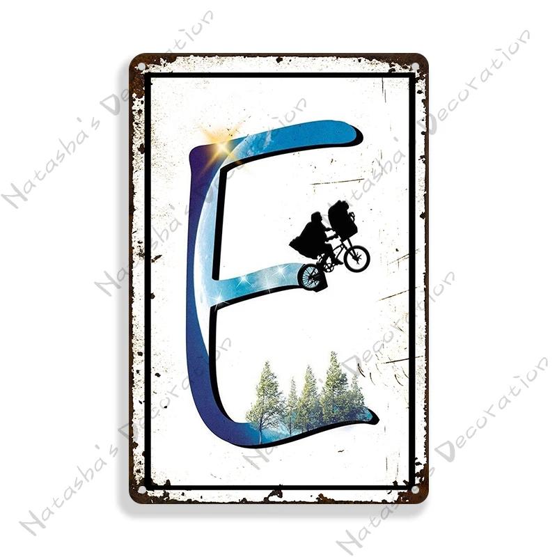 E.T. the Extra-Terrestrial Movie Metal Poster Vintage Wall Plate Bar Club Industrial Decor Metal Tin Sign Vintage Metal Plaque