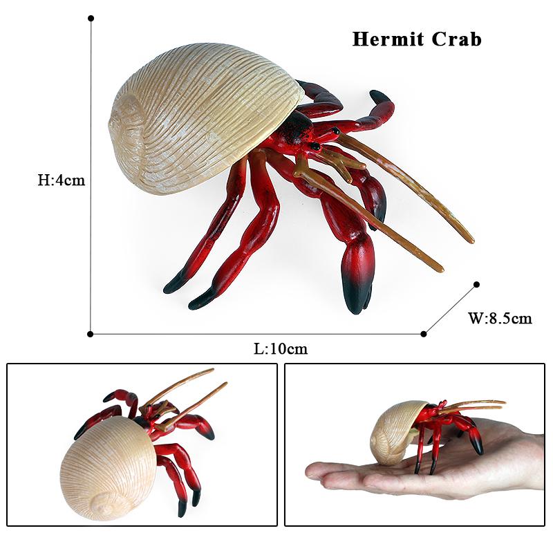 Oenux Simulation Ocean Sea Life Animals Model Lovely Crab Action Figures Toy Cake Toppers Collection Jouet Kids Education Gift