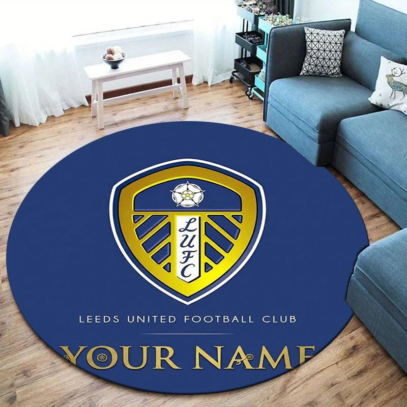 Leeds United Custom Name Round Area Rug,Carpet Rug for Living Room Bedroom Sofa Playroom Decor,Non-slip Floor Mat