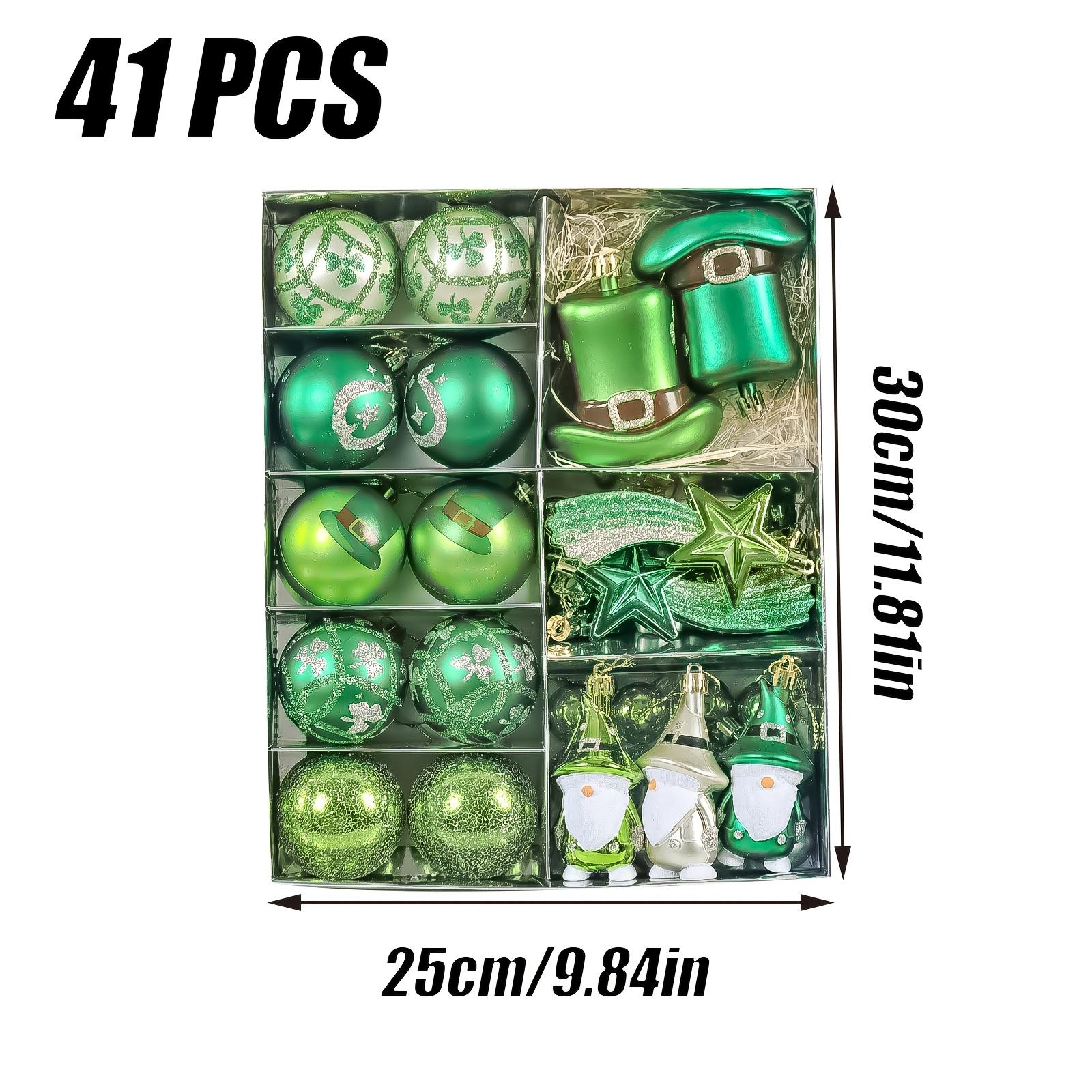 

New 41PCS St. Patrick s Day Decorations Balls Green Hanging Ornaments Party Pendant Decoration Christmas Spheres New Year Gift as show зелёный