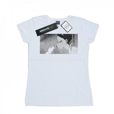 Camiseta de Algodão Feminina/Senhora A Princesa e o Sapo Beijo