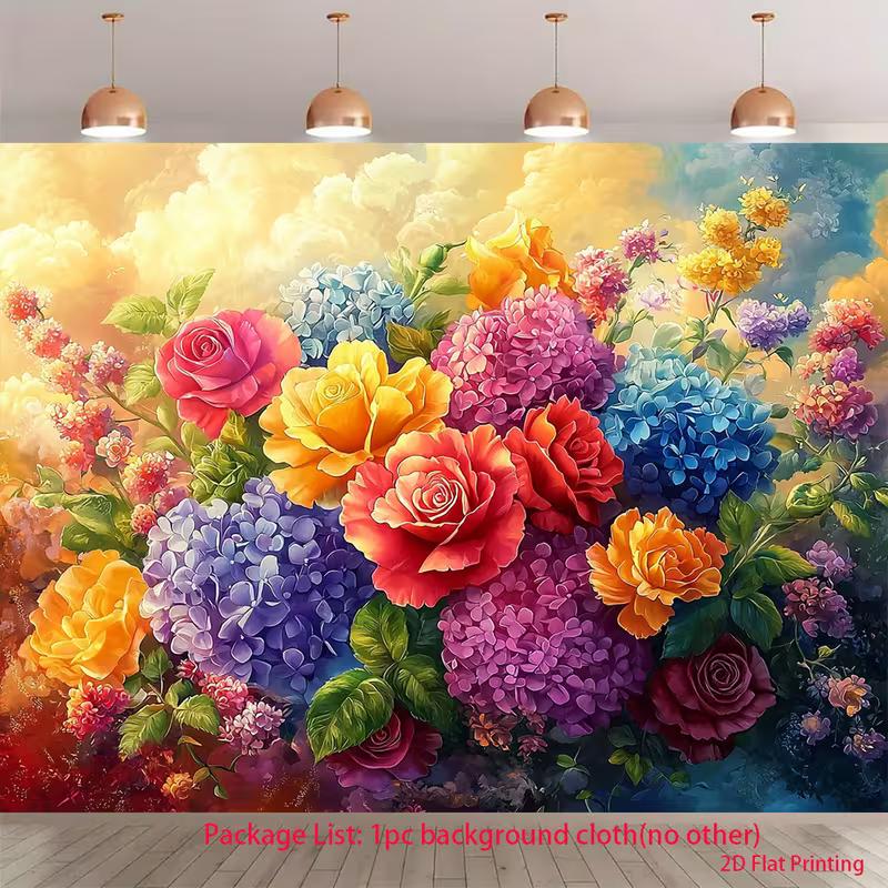 2D Colorful Rose Hydrangea Backdrop for Wedding Photography 47.2x31.5inch/120*80cm