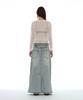 Partimento Woman Drawstring Denim Maxi Skirt_Light Blue