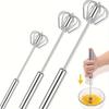Halbautomatischer Handbesen aus Edelstahl - 3-Schlaufen-Design für effizientes Mischen, Backen und Milchschaum
