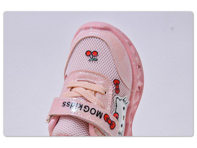Light-Up Cartoon Cat Baby Girl Sports Shoes, Soft Sole, Mesh, Spring/Autumn 2026