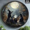 Vintage Halloween Metal Tin Sign Witch Cat Wall Art Decor For Bar Cafe