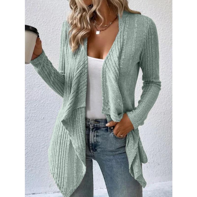 Autumn and Winter Knitted Cardigans Long Sleeved Long Sweater Women Casual Simple Office Solid Color Jackets Female Women's Clothing