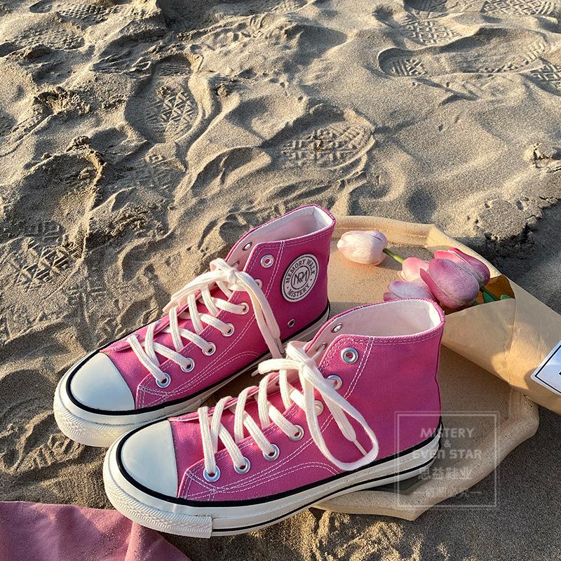 Round Label Canvas Shoes Student Men and Women Couple Shoes 211