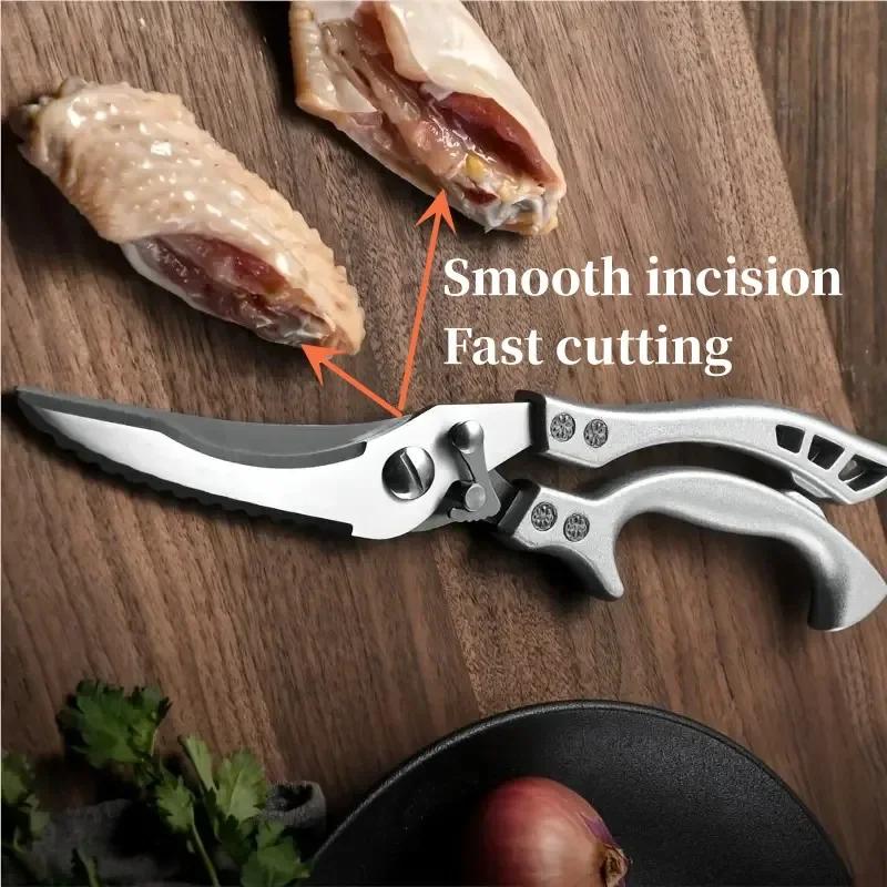Multifunctional Kitchen Scissors Chicken Bone Duck Meat Fish Cutting Knife Heavy Duty Stainless Steel Food Scissors Essentials