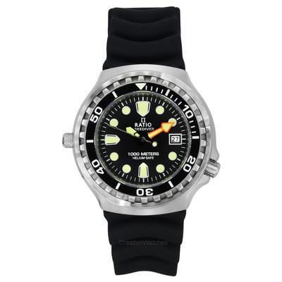 Reloj para hombre FreeDiver versión 02 con esfera negra de cuarzo y zafiro, resistente al helio, 1000 m, 1038EF102V-BLK-V02