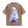 Hot Anime Re ZERO Emilia Kawaii Print T-shirt Men Women Short Sleeve Clothing Cotton Tshirt Retro Washed T Shirt Male Manga Tops