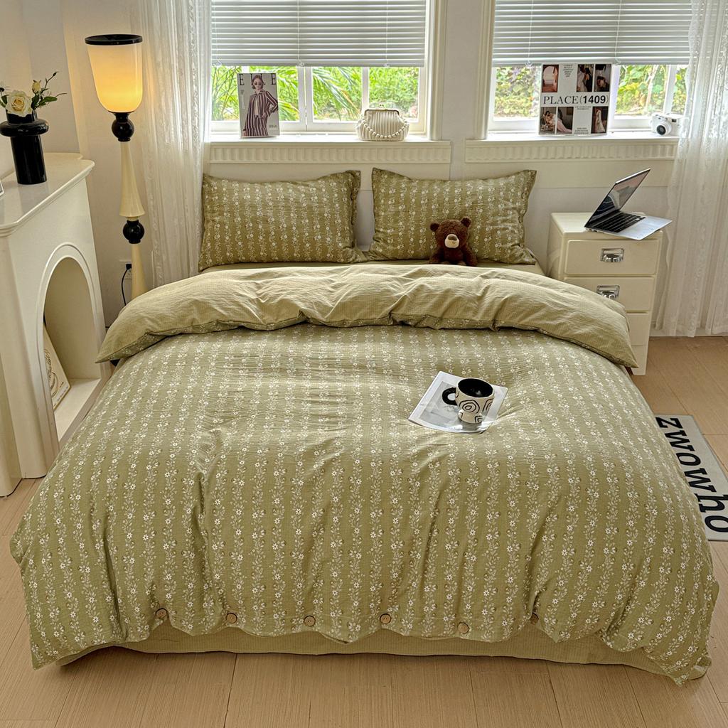 Green Floral Bedding Set Vintage Duvet Cover Set With Pillowcases Single Twin Double Sheet Bed Home Decor Bed Linen Set For Home