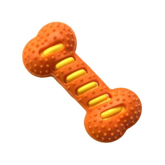 Dog Bone Toy Squeaky Chew Toy Textured Rubber Bone Safe Teeth Cleaning Toy for Teething Puppies And Large Dogs Oral Care