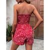 Sommer Off-Shoulder Bedruckter Trägerloser Jumpsuit, Urlaubs Strand Einteiler Romper, Damen Lässiges Crossbody Outfit, Heißer Verkauf