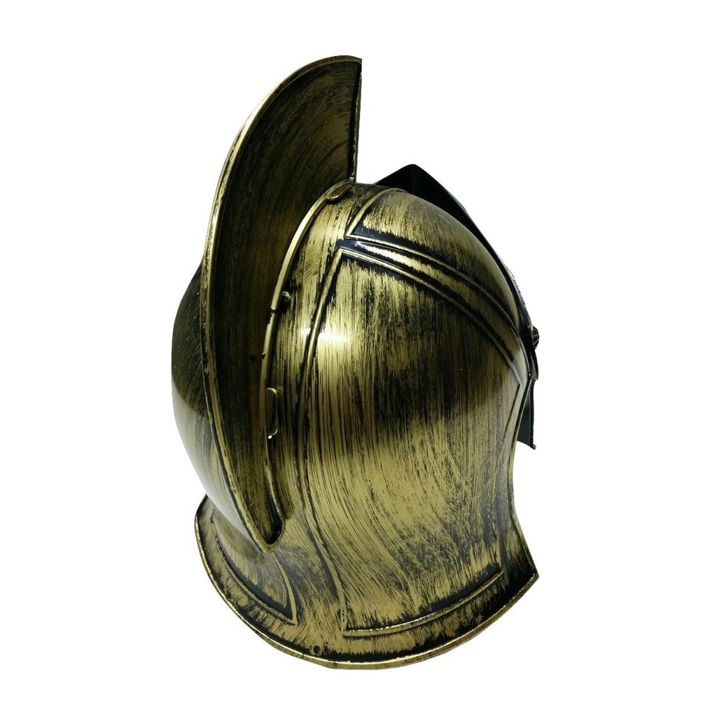 Costum Cască Cavaler Medieval Grec Spartan, Aur, Cască Romană Gladiator Războinic Aurie cu Mască de Față Pliabilă, Aur, Mărime Unică