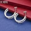 925 Sterling Silver Simple Openwork Art C-Hoop Earrings - Banquet Pendant Jewelry