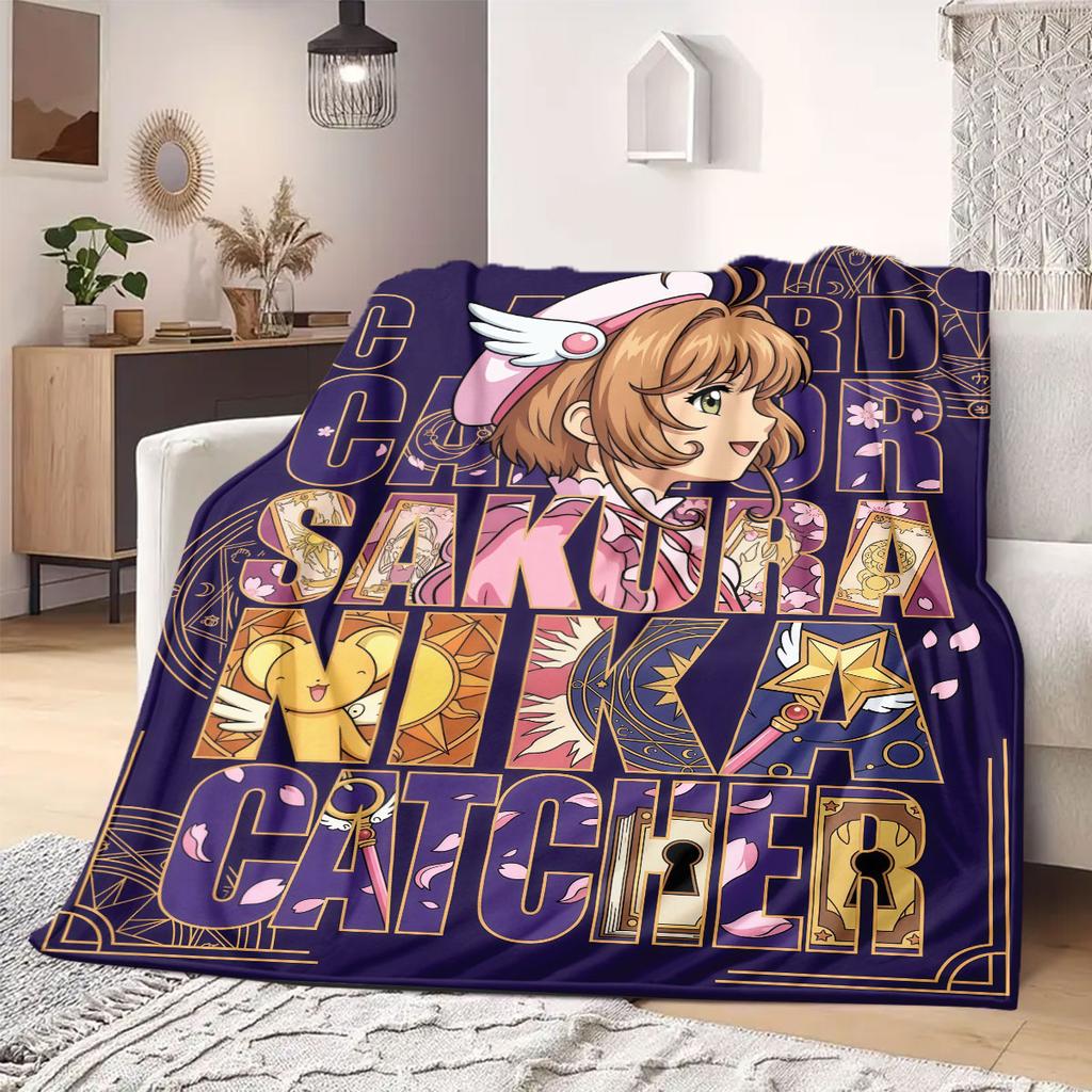 Cardcaptor Sakura Awesome Print Flannel Blanket, Cartoon Characters for Bed, Cozy Home Decor for Sofa, Travel Throw_LIAN