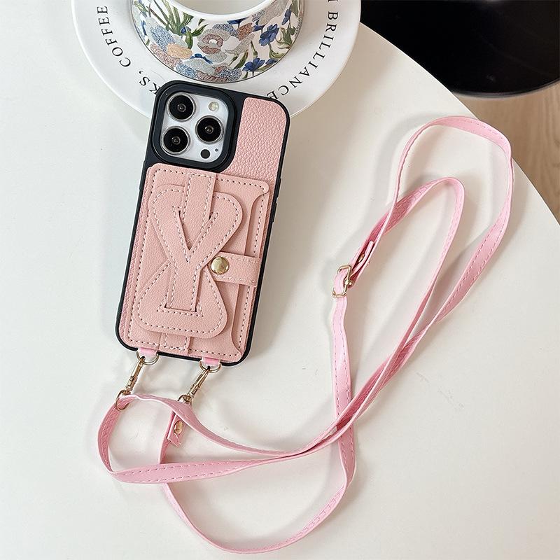 Armband Einfarbig Kartenhalter Münzfach Handyhülle für Apple 17promax Umhängekordel für IPhone16pro Leder