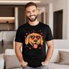 Discount Unisexs T Shirts Round Neck Short Sleeve Cotton Fabric Golden Retriever Face Heart Glasses Tops Tees Lose Teeshirts