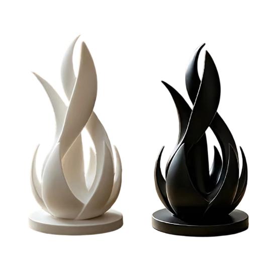 Moderní socha do obývacího pokoje 3D tištěná abstraktní socha plamene, minimalistické zkroucené umění, dekorativní měkký bytový doplněk, soška na stůl a