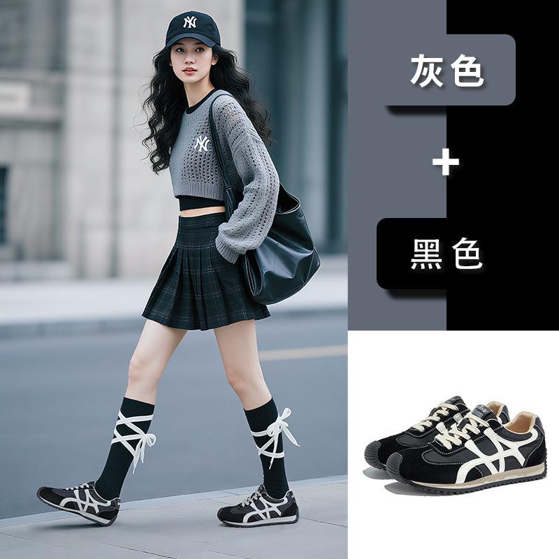 Leather German Training Shoes Women's Shoes 2025 Autumn Shoes Women's New Versatile Retro Sports Women's Casual Forrest Gump Shoes Women