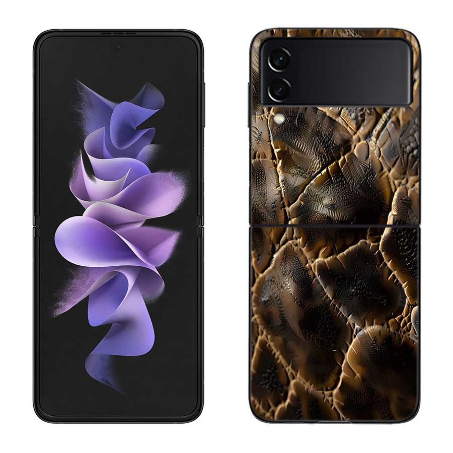 Crocodile Skin Phone Case For Samsung Z Flip 7 6 5G Galaxy Z Flip 5 4 3 Black Hard Cell Cover Luxury PC Shell Coque