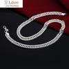 New 925 Sterling Silver 20 /24 Inch 10mm Full Flat Sideways Chain Necklace For Woman Man Fashion Wedding Jewelry Gift