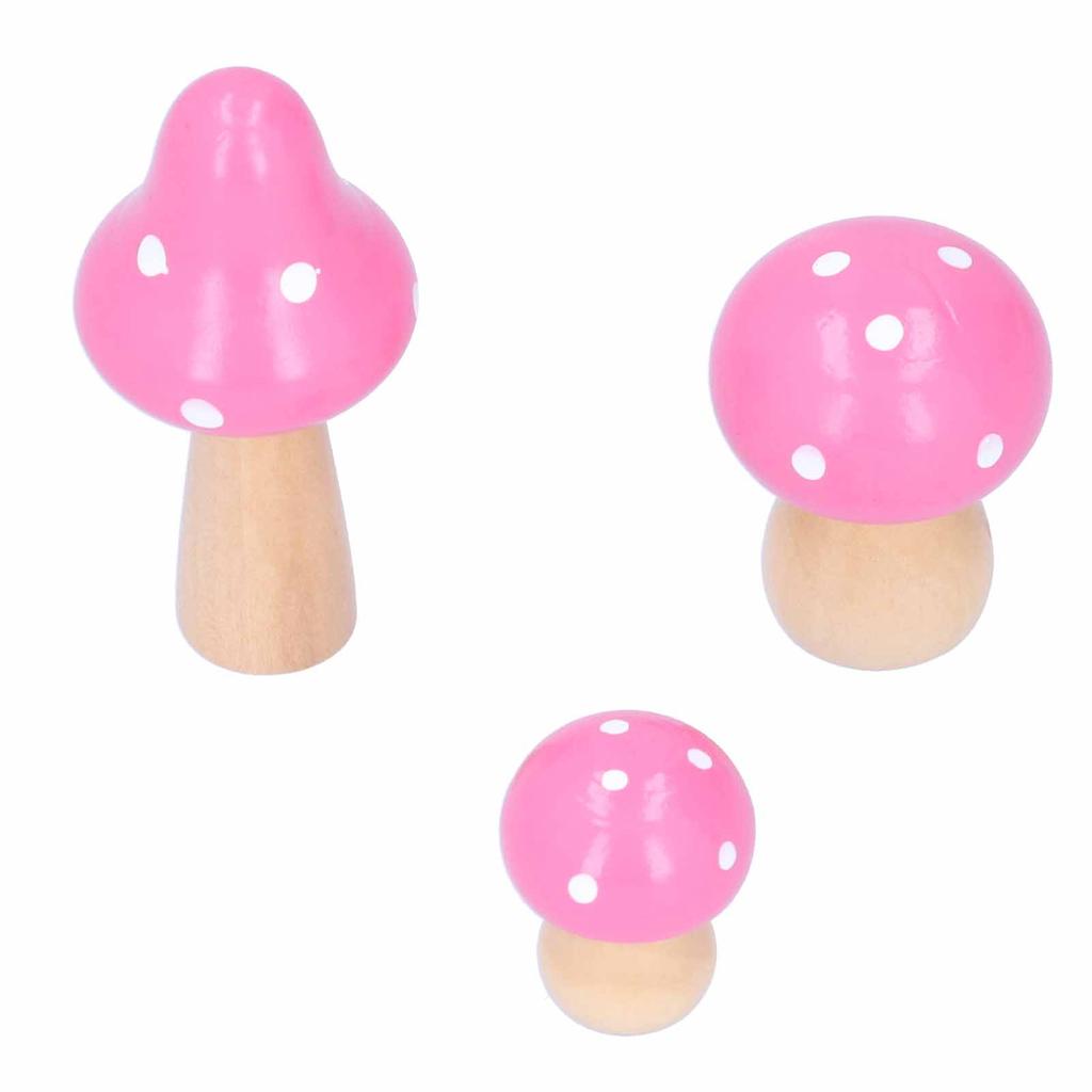 3PcsCelsiusSet Mushroom Crafts Innovative Cute Wooden Ornaments   Desktop Decoration