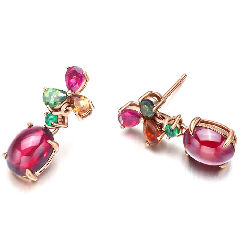 BELLA BOX Neue europäische und amerikanische Temperamentsimulation Roter Turmalin Granat Rot Farbe Schatz Ohrringe Ohrringe Weibliches Muttertagsgeschenk