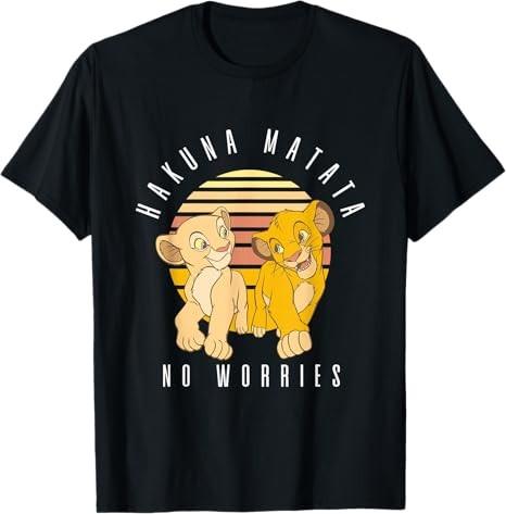 The Lion King Simba And Nala Cute Sunset Black TShirt S