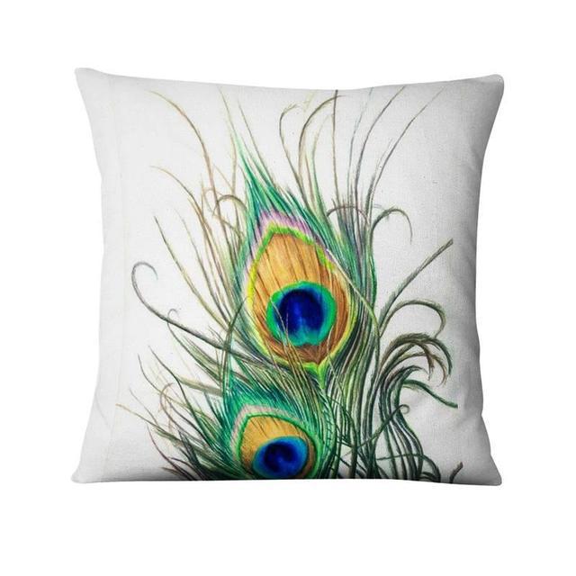 Home Decor Peacock Feathers & Geometric Pattern Cushions Pattern Cushion Cover Suitable for Sofa Bedroom Car Pillow Cover