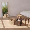 1Pcs Square Woven Storage Basket With Handle Foldable Paper Rope Organizer Bin For Home Closet Shelf Household Storage
