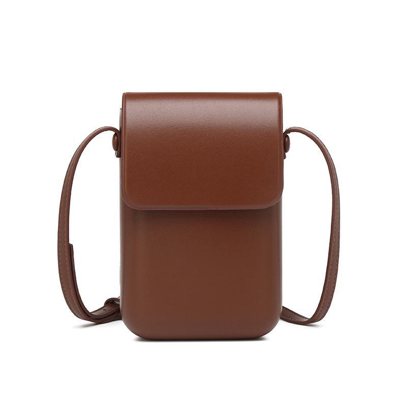 

Women s 2026 Crossbody Mobile Phone Bag - Simple, Fashionable, Lightweight, Versatile Korean Mini Style Bag 12x18cm коричневый