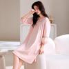 Women's Lightweight Modal Cotton Mid-Length Nightgown, Plus Size, for Spring and Autumn.