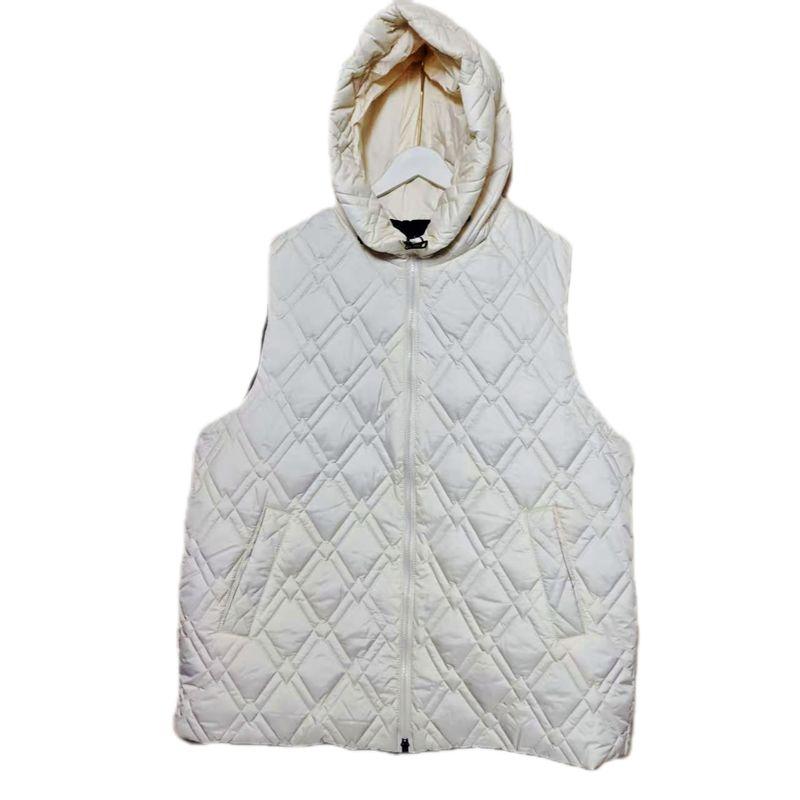 Trade European and American Single Tail Hat Removable Silk-like Cotton Quilting Vest Women Solid Mid-Length Cotton Waistcoat Outer Wear Plus Size