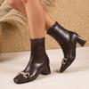 High Heeled Booties Women 2026 New Pointed Toe Single Shoes Block Heel Spring and Autumn Single Boots