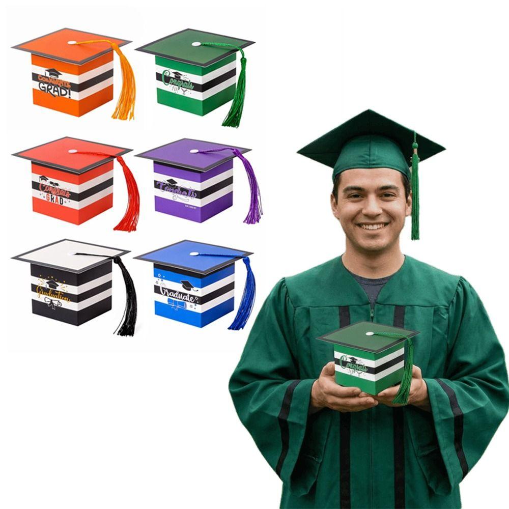 12Pcs Colorful Graduation Candy Box Creative Doctoral Hat Candy Boxes Graduation Party