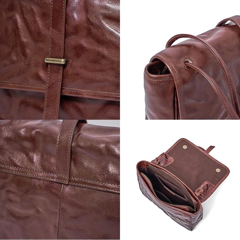 Real Leather Women's Bag Commuting Shoulder Fashionable Retro Mailman Tree Cream Vegetable Tanned Cowhide Crossbody