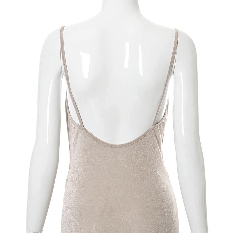 QICED Women's Spring Solid Color Halter Neck Swing High Waisted Spice Girl Dress