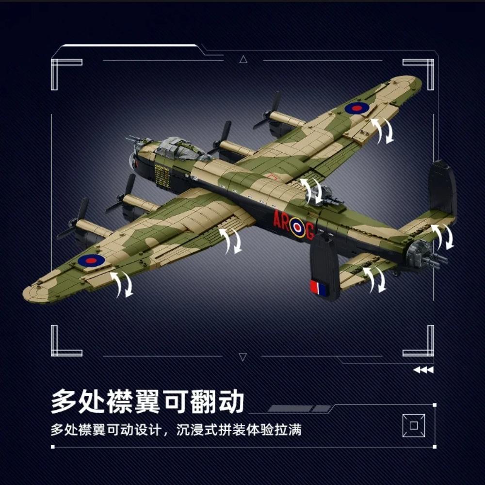 Lancaster MK1 Bomber Fighter Aircraft Building Blocks Assembly Toy Military Assembly Model MOC British Adult