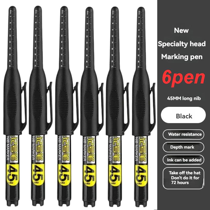 45mm Tip Deep Hole Long Head Nib Markers Set for Metal Pen Waterproof Bathroom Woodworking Decoration Multi-Purpose White Ink