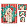 Christmas Waterproof Shower Curtain Four-Piece Floor Mat Combination Set Household Door Mat Bedroom Living Room Carpet
