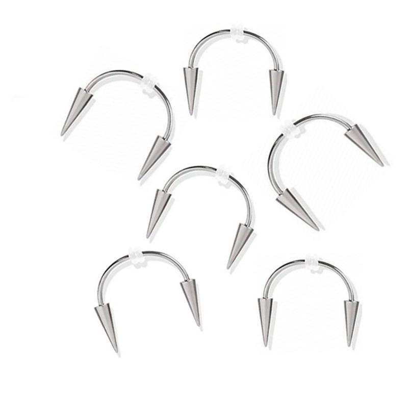 2 Piezas 16g Aro Labret con Púas para Dientes de Vampiro Clavos con Púas de Acero Quirúrgico Plata Tragus Helix Body Piercing Joya