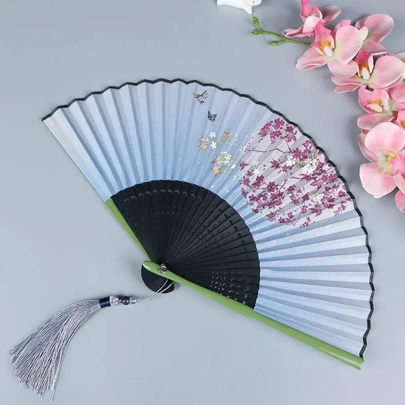 Vintage Chinese Style Portable Folding Fan Party Wedding Dance Hand Fans Summer Bamboo Craft Gift Room Decoration Ornaments New